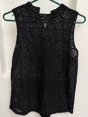 Women's black lace, sleeveless shirt. Size M. Loft